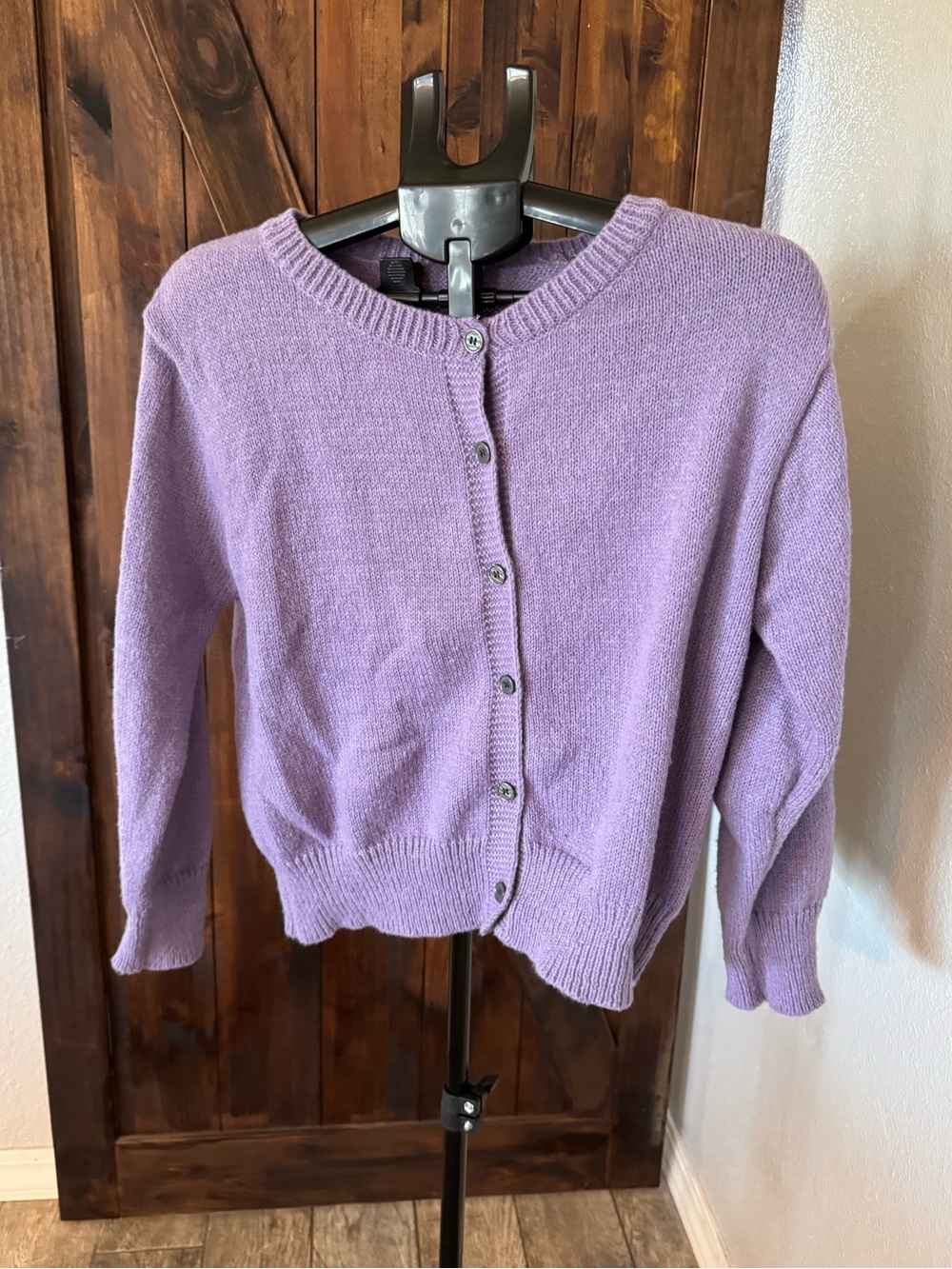SHEIN Lavender Button-Front Knit Cardigan